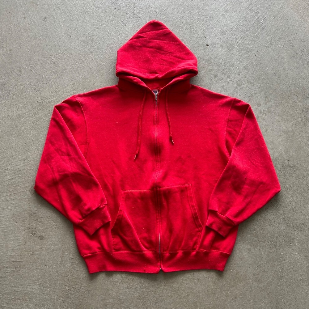 Vintage 90s Ultra Sweats Blank Sweatshirt Size XL‎ Red Full Zip Hoodie